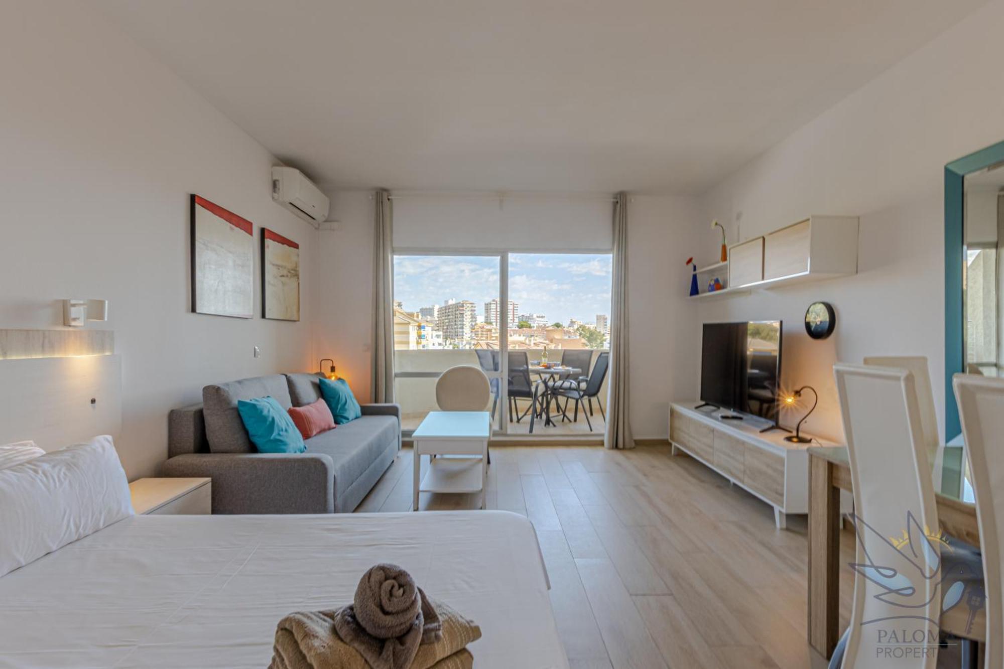 Benal beach suite, estudio con parque acuático y vistas al mar. Benalmádena Esterno foto